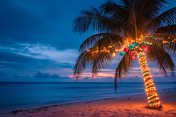 Christmas beach sunset
